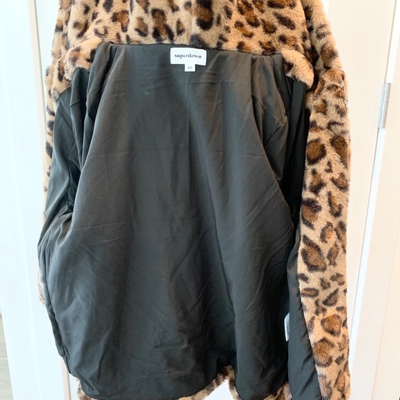 Leopard Faux Fur Hoodie Crop Jacket Hoodie XS - Picture 12 of 14